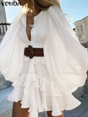 VONDA Boho Ruffle Dress