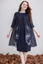 Plus Size Floral Fake Two-Piece Dress