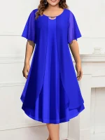 Plus Size Chiffon Pleated A-Line Dress”