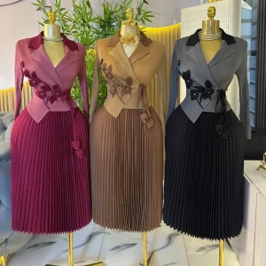 Plus Size Miyake Pleated Two-Piece Look Dress