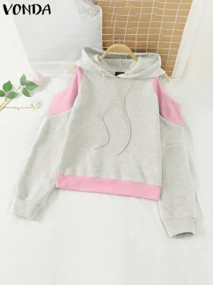 Women’s Patchwork Off-Shoulder Hoodie 2025