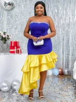 Luxury Beaded Asymmetrical Mermaid Midi Dress