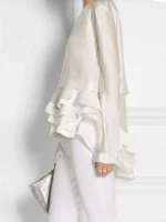 “Plus Size Ruffle Sleeve Layered Hem Blouse”