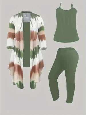 Plus Size 3-Piece Tie-Dye Outfit Set (1XL–5XL)
