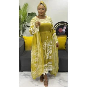 Plus Size Miyaki Printed Pleated Dress with Bat Sleeves