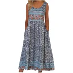 Plus Size Printed Sleeveless Summer Dress