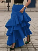 Plus Size 5XL Ruffled A-Line Skirt – Summer Casual Elegance