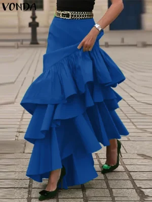 Plus Size 5XL Ruffled A-Line Skirt – Summer Casual Elegance
