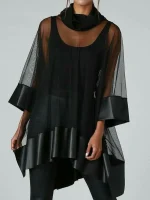 Irregular Hem Cowl Neck Shirt – 2025