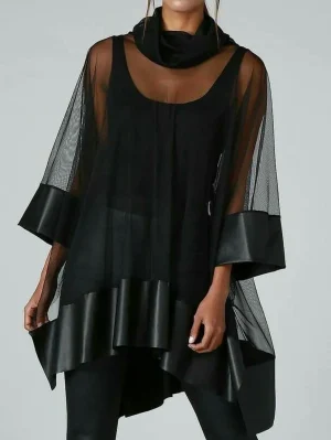 Irregular Hem Cowl Neck Shirt – 2025