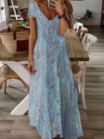 Plus Size V-Neck Print Dress