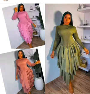 Miyaki Miyake Pleated Plus Size Mid-Length Dress