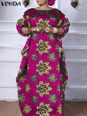Plus Size VONDA Vintage Floral Maxi Dress 2025