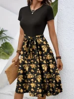 Plus Size Floral A-Line Midi Dress (1XL–5XL)