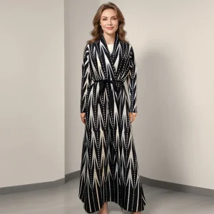 Miyaki Pleated Robe – Traditional Blouse with Belt, Elegant Arabic Style