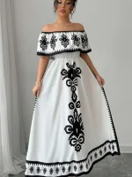 Plus Size One-Shoulder Print Midi Dress