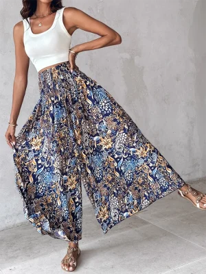 Ladies’ Summer Printed Wide Leg Pants