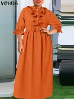 Plus Size VONDA 5XL Bohemian Maxi Dress – 2025