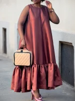 Plus Size Ruffle Hem Midi Dress – Summer 2025