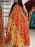 Plus Size 5XL Boho Sleeveless Maxi Dress – Casual & Party