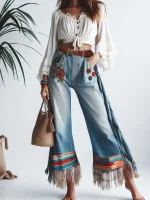 Ethnic Fashion Ankle-Length Denim Pants