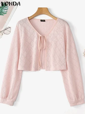 Women’s Knitted Oversized Top – 2025 Elegant Long Sleeve Outerwear