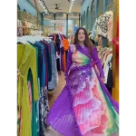 Miyaki Plus Size Printed Dress – Chinese Style Pleated Fish Silk