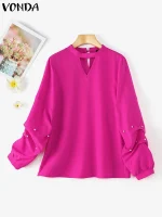 Plus Size 5XL Ruffled Long Sleeve Blouse – Elegant Casual Shirt