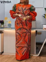 VONDA Vintage Printed Maxi Dress