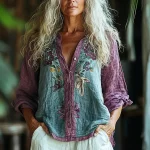 Single Breasted Retro Floral Shirt 2025