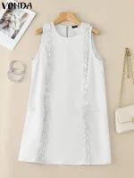 Women’s Sleeveless Mini Dress – 2025 Casual Summer Sundress with Pockets
