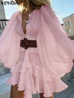 Plus Size Ruffled Boho Sundress – Casual Loose Beach Dress