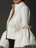 Pearl Fringe Embroidered Short Jacket
