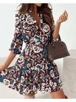 Women’s Printed Shirt Dress with Belt