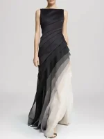 Elegant Gradient Satin Tank Dress