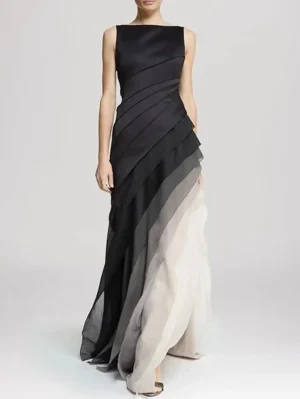 Elegant Gradient Satin Tank Dress