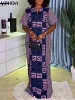 Women’s Bohemian V-Neck Dress – 2025 Vintage Print Summer Sundress