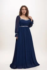 “Plus Size Square Collar Sequined Chiffon Dress”