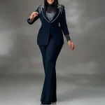 Elegant Black Blazer & High Waist Pants Set