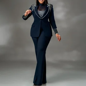Elegant Black Blazer & High Waist Pants Set