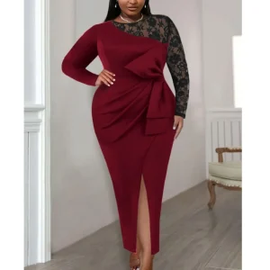 Elegant Lace Patchwork Maxi Dress