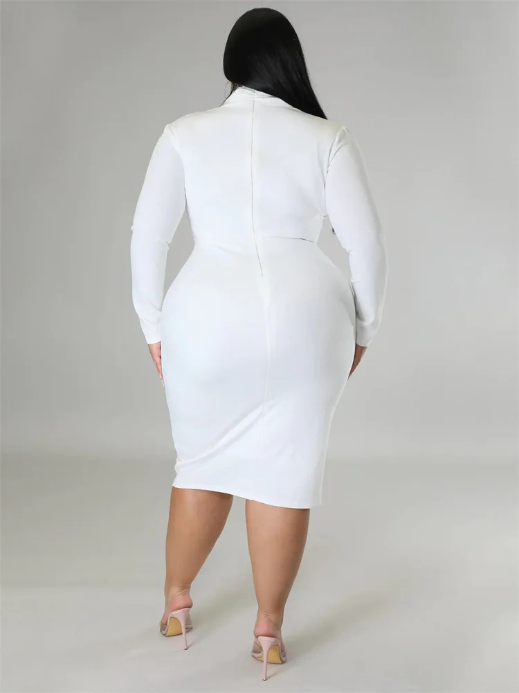 Wmstar Plus Size Sexy V-Neck Long Sleeve Maxi Dress – Elegant Party & Office - Image 2
