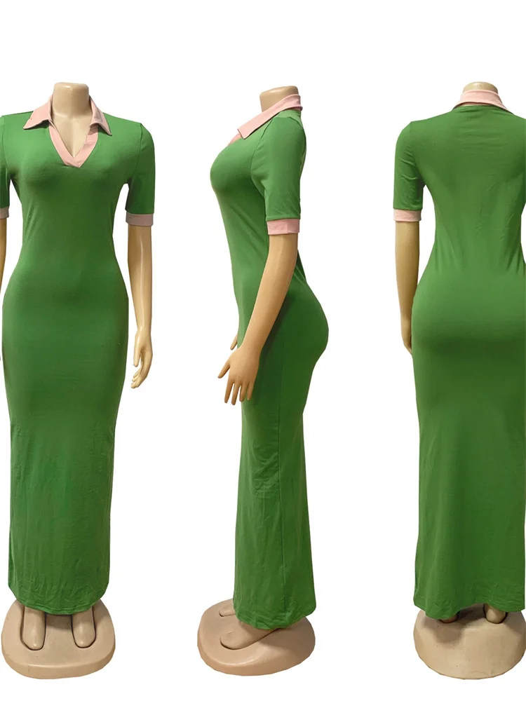 Wmstar Short Sleeve Patchwork Maxi Dress for Women - Image 6