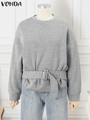 2025 Winter Women’s Hoodie – Oversized, O-Neck, Solid Color