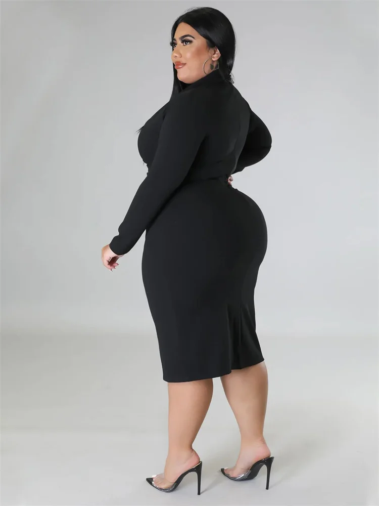 Wmstar Plus Size Sexy V-Neck Long Sleeve Maxi Dress – Elegant Party & Office - Image 6