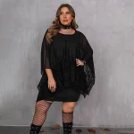Plus Size Gothic Sheer Mesh Bodycon Dress (1XL–5XL