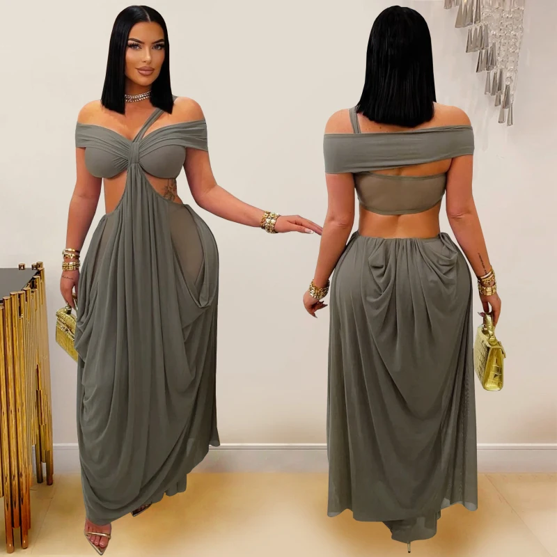 Sexy Women’s Cut-Out Layered Irregular Party Dress – Ruched Clubwear - Image 6