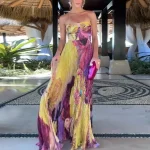 2025 Sexy Sling High Waist Party Dress – Elegant Pleated Boho Style