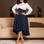 Elegant A-Line Patchwork Dress for Women