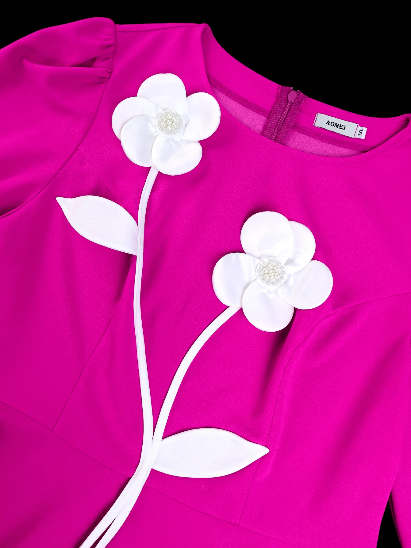 Elegant 3D Flower Peplum Blouse - Image 6